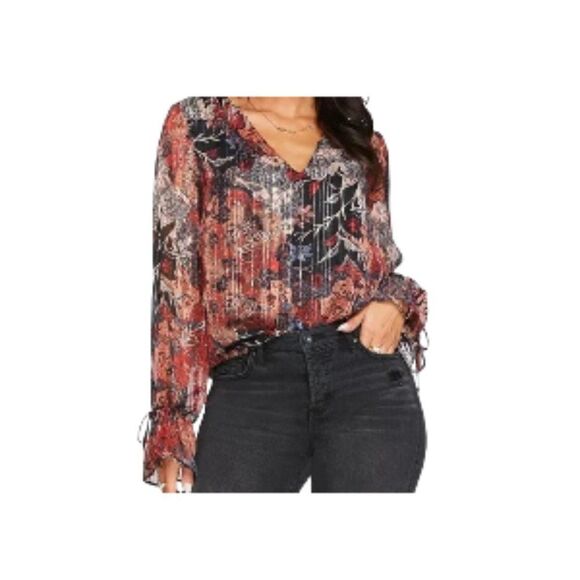 Jessica Simpson Aurora Printed Top In Autumn Memories Macadamia Small NWT - Picture 1 of 3